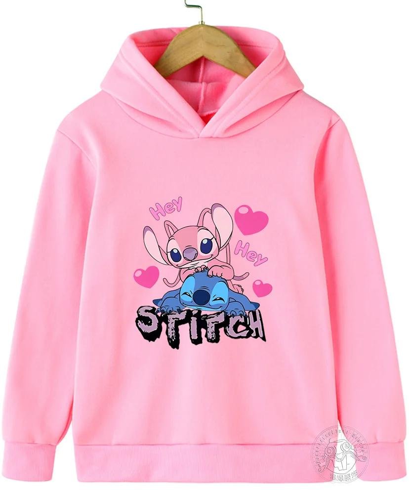 MINISO Stitch Huvtröjor Street Fashion Tröja för Pojkar och Flickor Barn Sport Pullover Utomhussport Huvtröja barnkläder 110