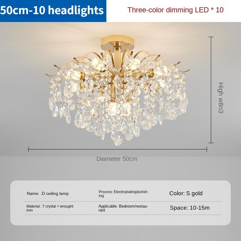 Lätt Lyx Kristallkrona, Stor Vardagsrumslampa, Kreativ Sovrumsbelysning, Restaurangbelysning 50cm-10diameter headlight beige
