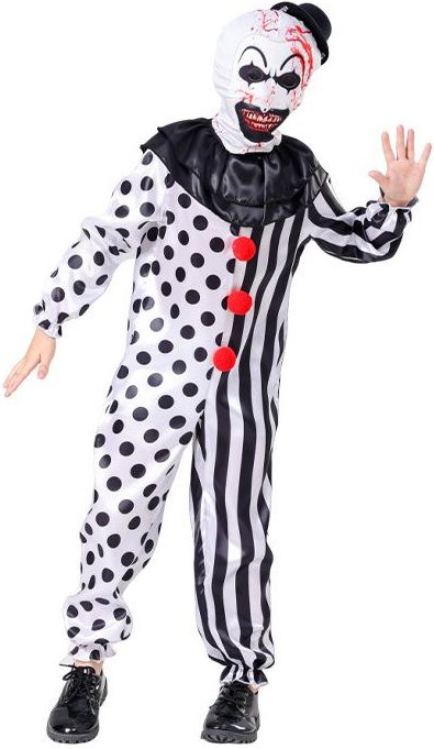 Självutplånande Clown Halloween-kostym för barn - Skräckrollspel Scenkläder 120 white