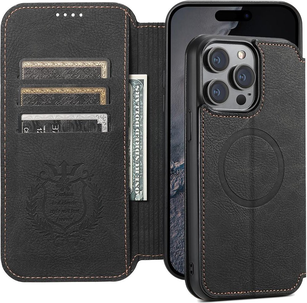SUTENI Magsafe Läder Lyx Telefonfodral För iPhone 12 13 14 15 Pro Max Plus Ultra Flip Wallet Korthållare iPhone12
