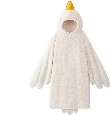 Rolig Gås Anka Kostym för Barn Vuxna Huvförsedd Djur Onesie Pyjamas Mjuk Plysch M B