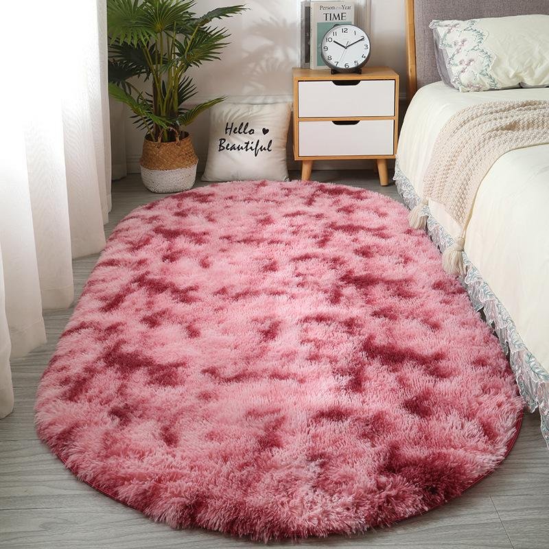 Oval fluffig matta Shaggy matta Sängmatta Söt färgglad vardagsrumsmatta Långt hår matta Heminredning 120x200cm