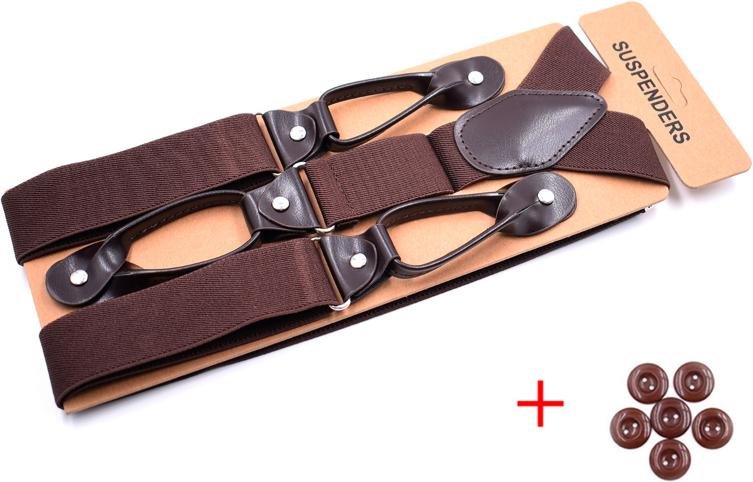Hängslen för män med 6 skyddsklämma Elastiska justerbara Y-rygghängslar med clip-on byxbyxor Rem Bälte 1 Suspenders＋6buckles beige