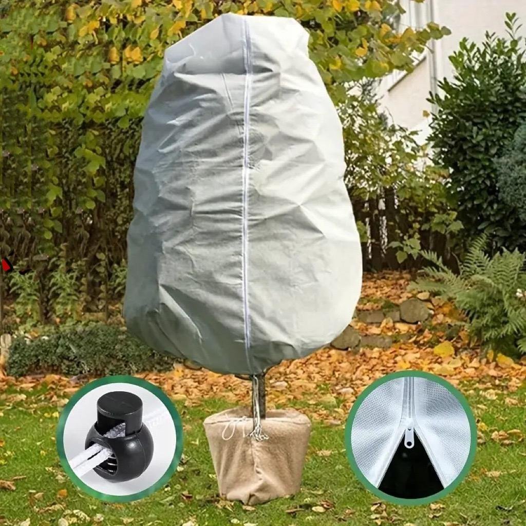 Växtskydd Vinter Varmt Skydd Träd Buske Växtskyddspåse Frostskydd För Gård Trädgårdsväxter Litet Träd Mot Kyla 80x120cm vit