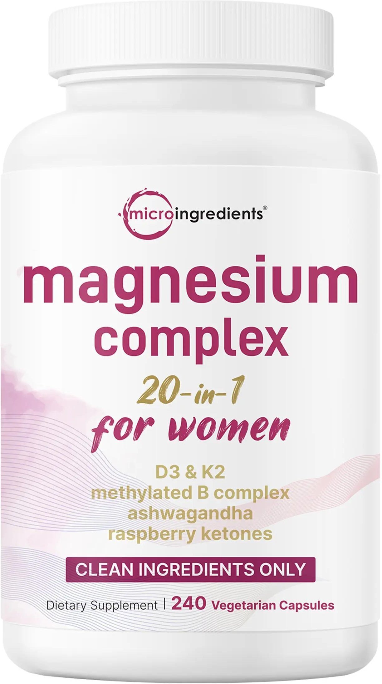 Kvinnligt 20-i-1 Magnesiumkomplex med D3, K2 & Ashwagandha, 240 Veganska Kapslar 1 PACK
