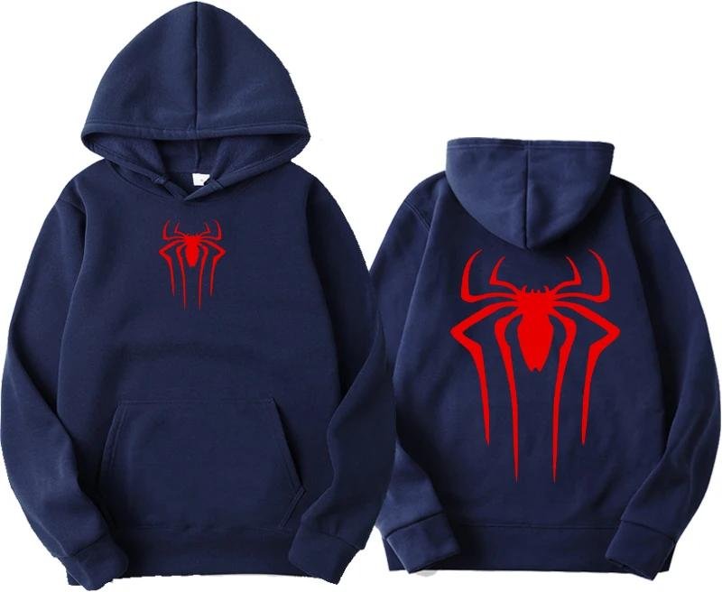 Herr Mode Tryckt Spindel Huvtröja Casual Sweatshirt Topp Spindel Huvtröja Sweatshirt Harajuku Herr- och Dam Huvtröja Kläder S blue