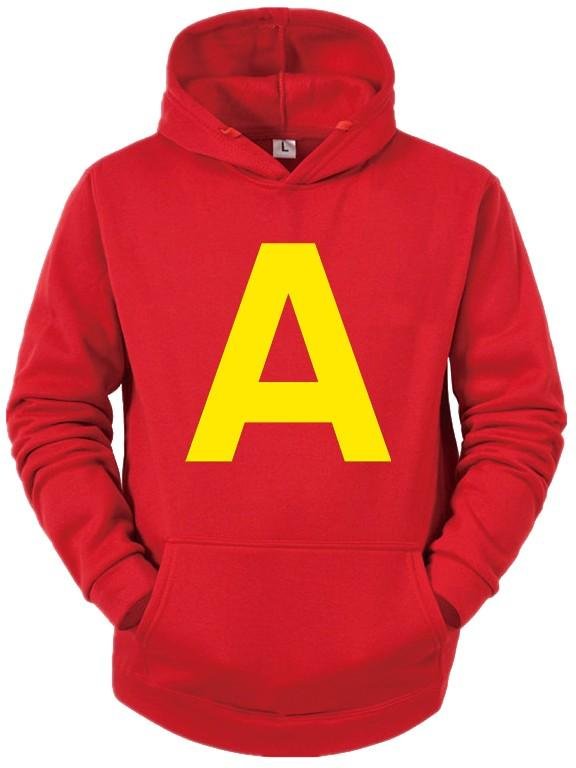 Ny Höst/Vinter Alvin & Gänget Moderiktiga Unisex Casual Sportkläder Herrhuvtröja Halloweenkostym XL röd
