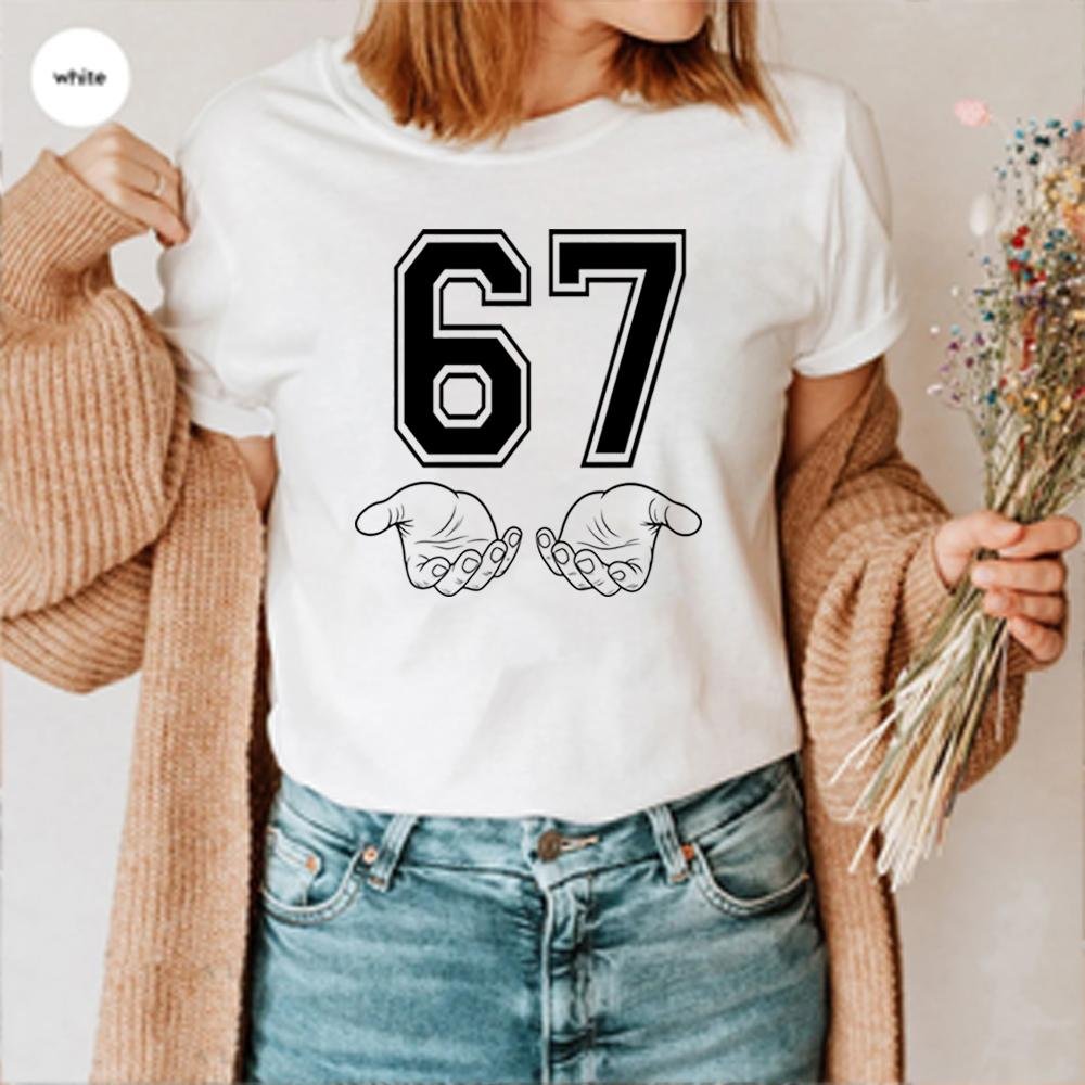 Rolig Six Seven T-shirt 67 Hand T-shirt Meme Generation Alpha T-shirt 67 T-shirt Unisex Kortärmad Topp Rolig Gen Alpha Gåva XXXL white