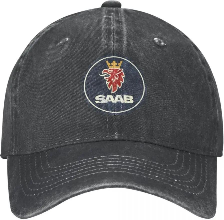 SAAB Bil Vintage Logotyp Retro Basebollkeps Solkeps |-F-| Hatt Man Kvinna svart