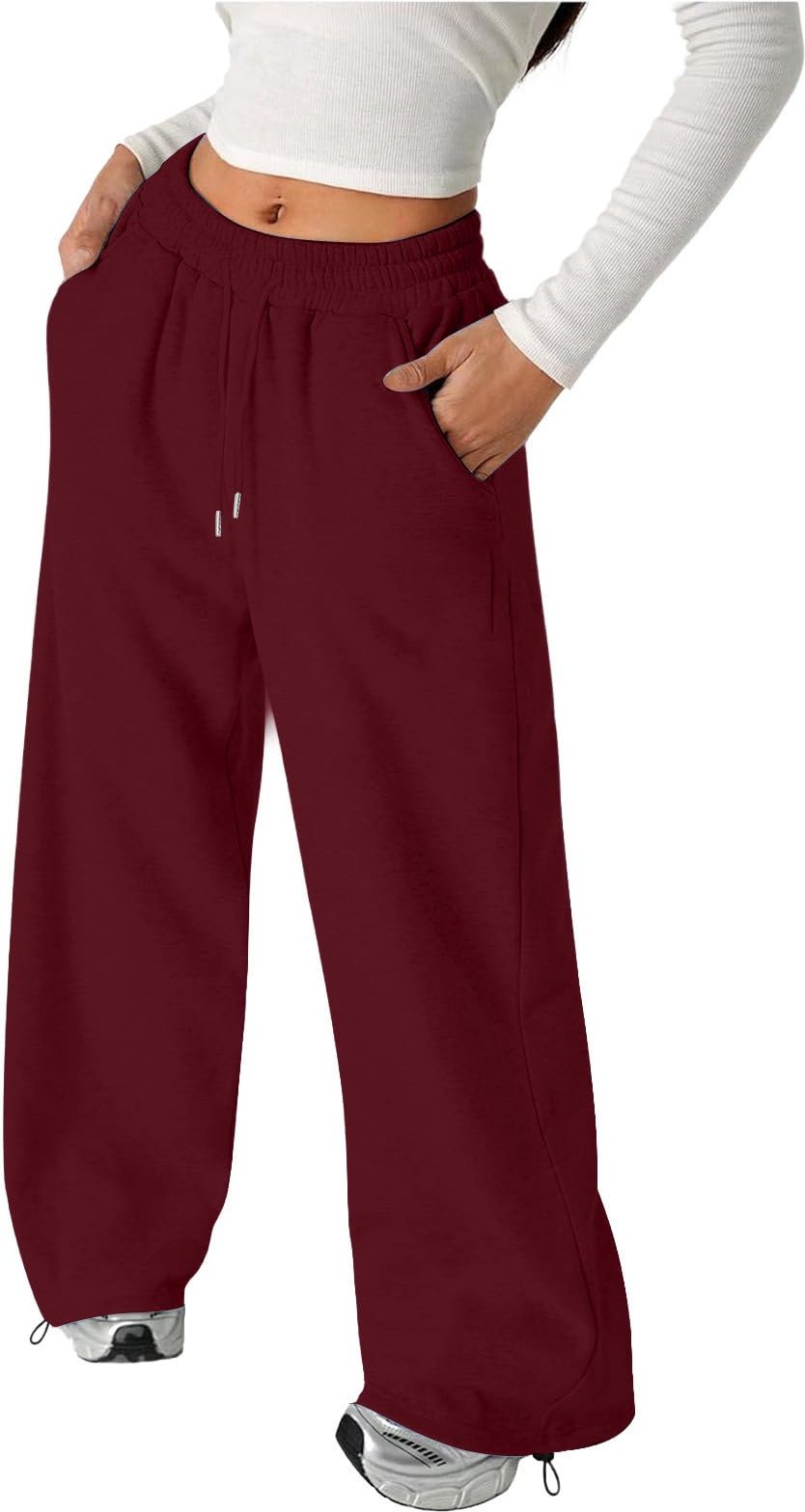 Unisex Barn Färg Lös Passform Vida Ben Träningsbyxor Casual Joggingbyxor 140 vin