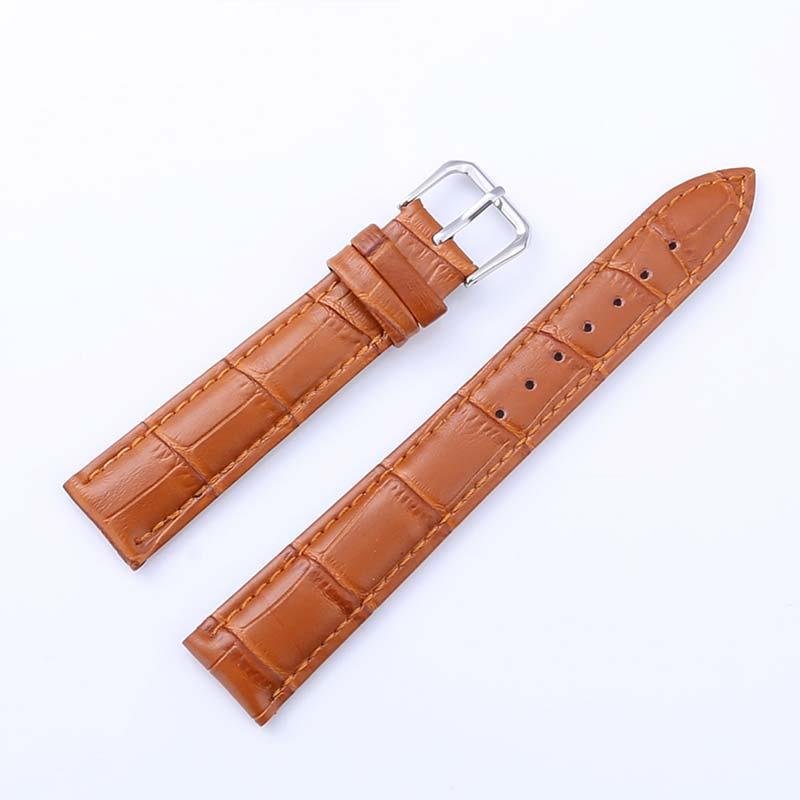 Klockarmband i äkta läder 12/14/16/18/20/22/24 Mm klockband Rem Stålstift Spänne Högkvalitativt handledsbälte Armband 16MM brown