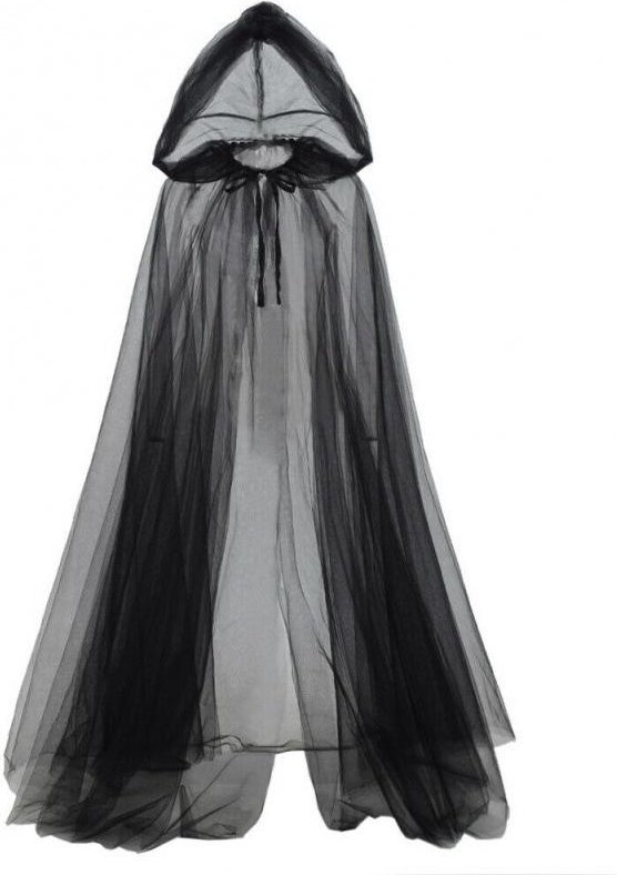 Svart Brudschal Häx Cosplaykappa Halloweenkappa Spelparty Kostymrekvisita Högtidsklädsel Vampyrdräkt 100CM svart