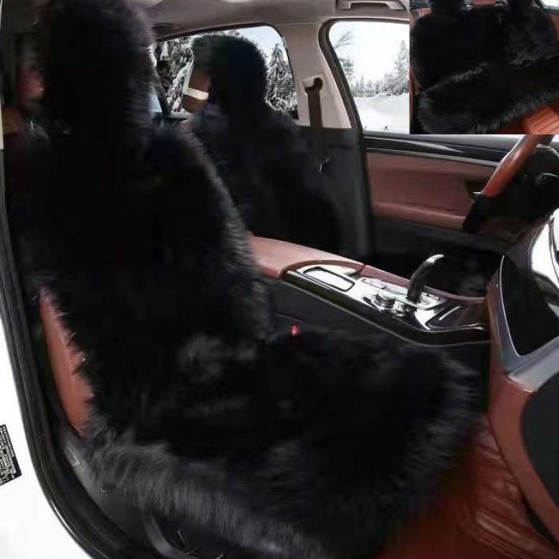 Sätesöverdrag, Elegant Design Fullstorlek Bilsätesdyna Mjuk Lång Ull Varm Sittdyna Överdrag Vinter Skydd-Universell Passform för Bilar Förarsäte Kontor Front row-1PC