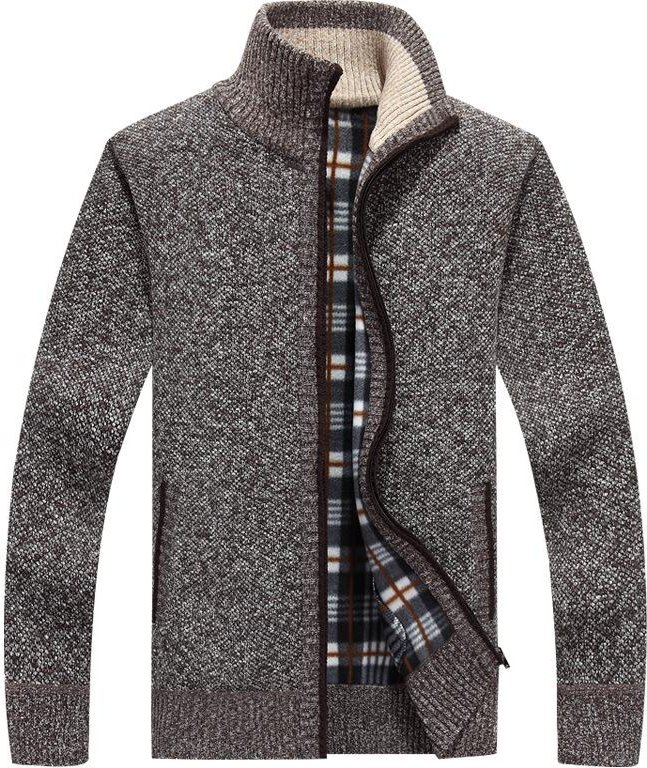 Herrtröja Dragkedja Casual Tröja Large XXXL kaffe