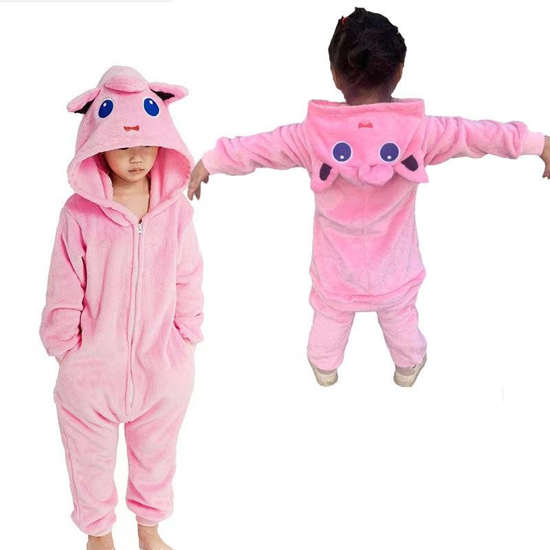 Tecknad Onesie För Barn Gengar Ett stycke Pyjamas Barn Kigurumi Halloween Cosplay Kostym Party Present 140 rosa
