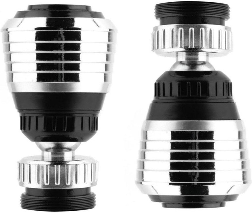 360 Rotation Swivel Vattensparande kran Luftare Diffuser Kran Munstycke Filter Adapter 2PC short black