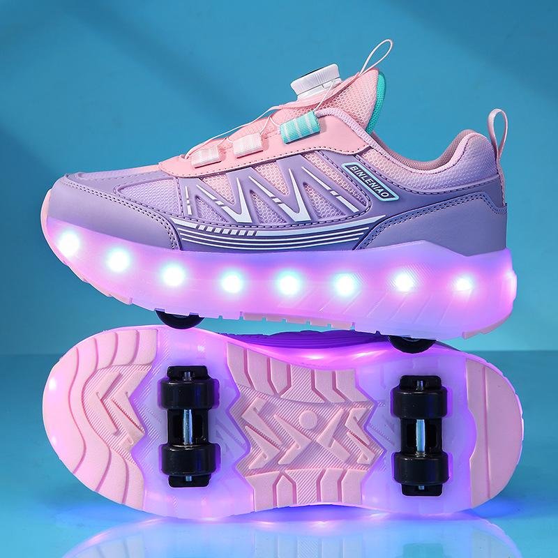 Lysande rullskridskor för barn med 4 hjul och avtagbara hjul för pojkar på sommaren, flickskor med hjul, sneaker 29 white