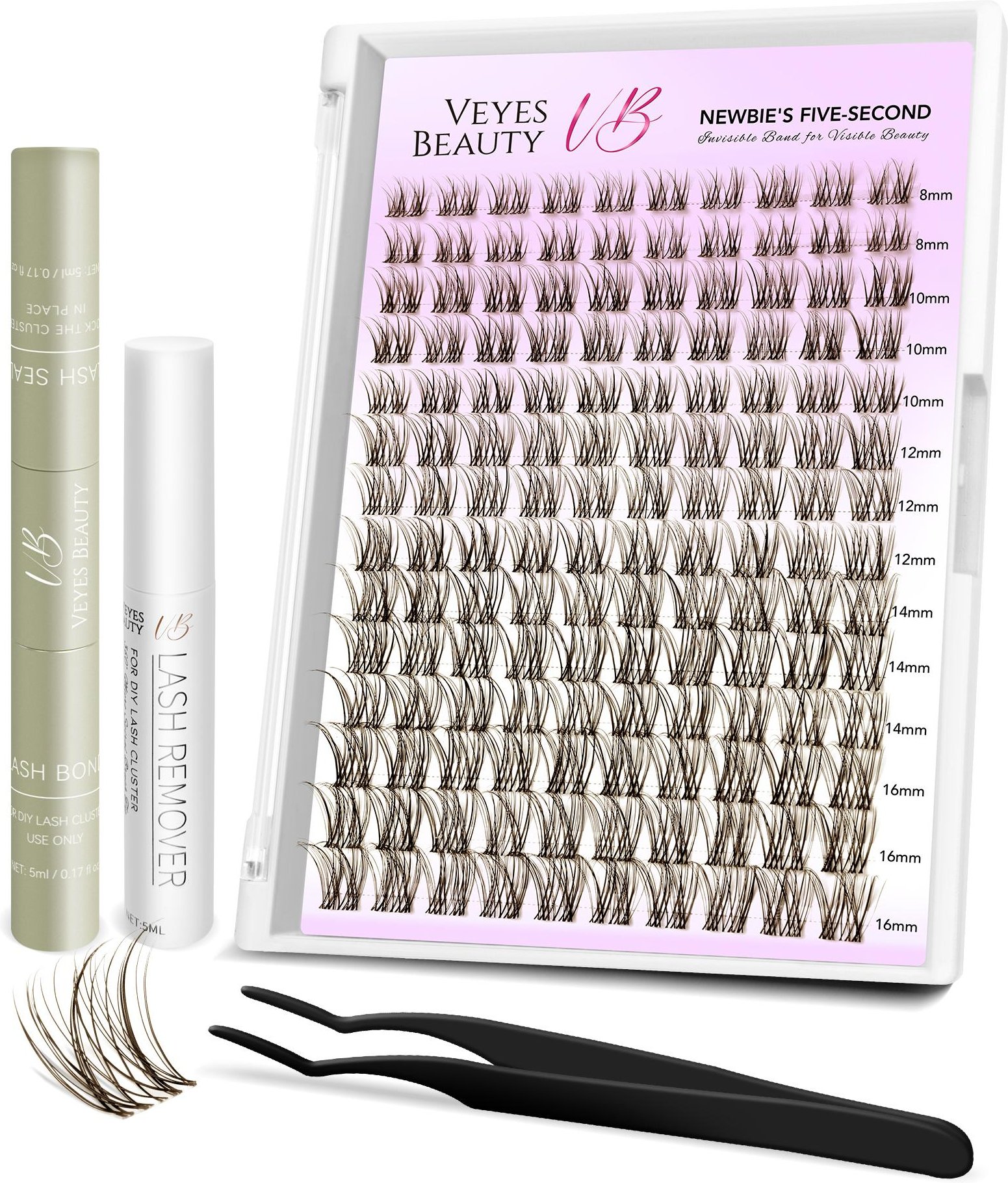 Veyesbeauty Aliva Ögonfranskluster naturligt ljusa utan ansträngning förfinat utseende Långvariga & Återanvändbara 140 Kluster 8-18 mm Lash Kit