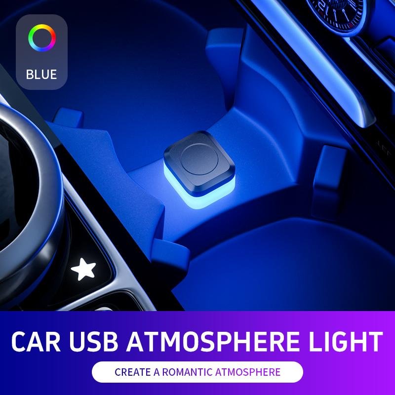 Mini USB Bilinteriör Atmosfärljus LED Signalljus Auto Läslampa Dekorationer Nattlampor Interiörtillbehör 1PCS blue