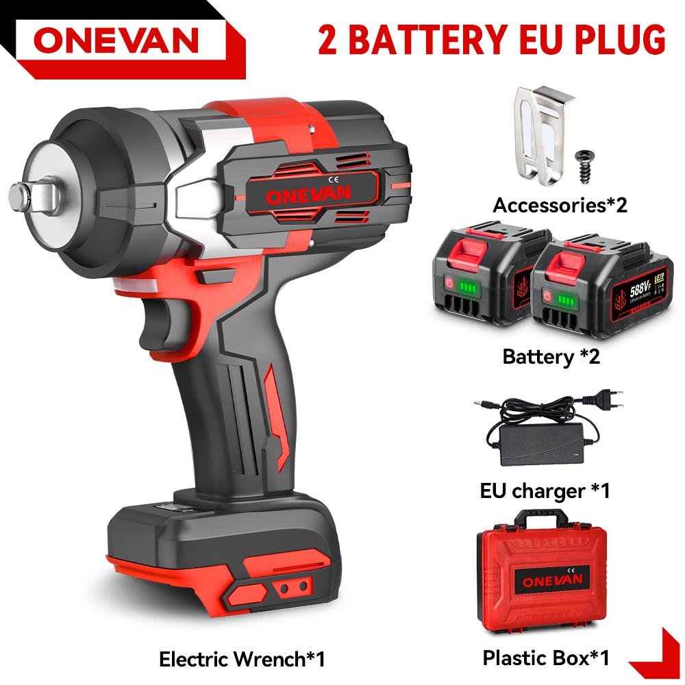 Borstlös 2800N.M Elektrisk Slagskruvdragare 2800W 1/2 Tum Sladdlös Momentnyckel Skruvmejsel Elverktyg För Makita 18V Batteri 2 Battery Set B