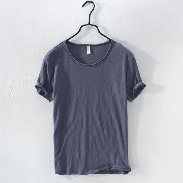 Retro Raw Edge T-shirt för män Lätt, andningsbar, smal passform, O-ringad, avslappnad bastopp S mörkgrå färg