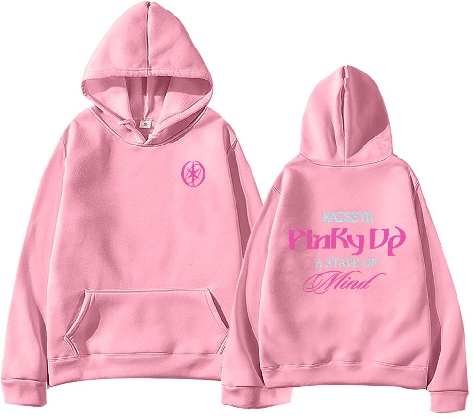 Katseye PINKY UP Kpop Tryck Huvtröjor Trendiga Män Kvinnor Y2k Huvtröja Tröja Fleece Överdimensionerad Träningsdräkt Streetwear Fans Gåvor Toppar Jackor Anime Huvtröja XS rosa