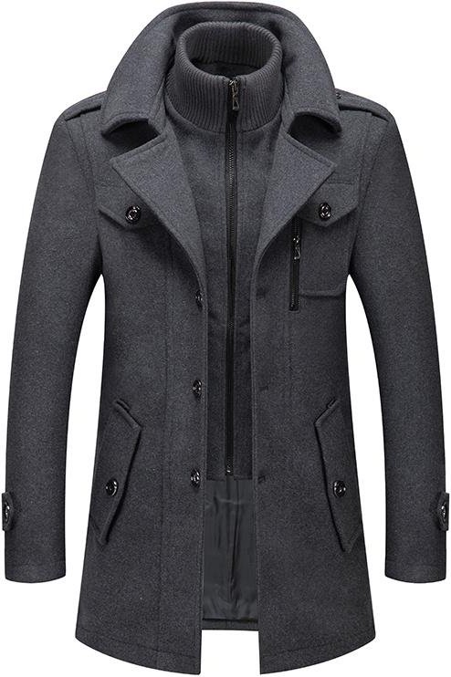 Trenchcoat för män Yllerock för män Jackor för män Modejacka och kappa herrrock Dubbelkragerock Kyltålig jacka M grå