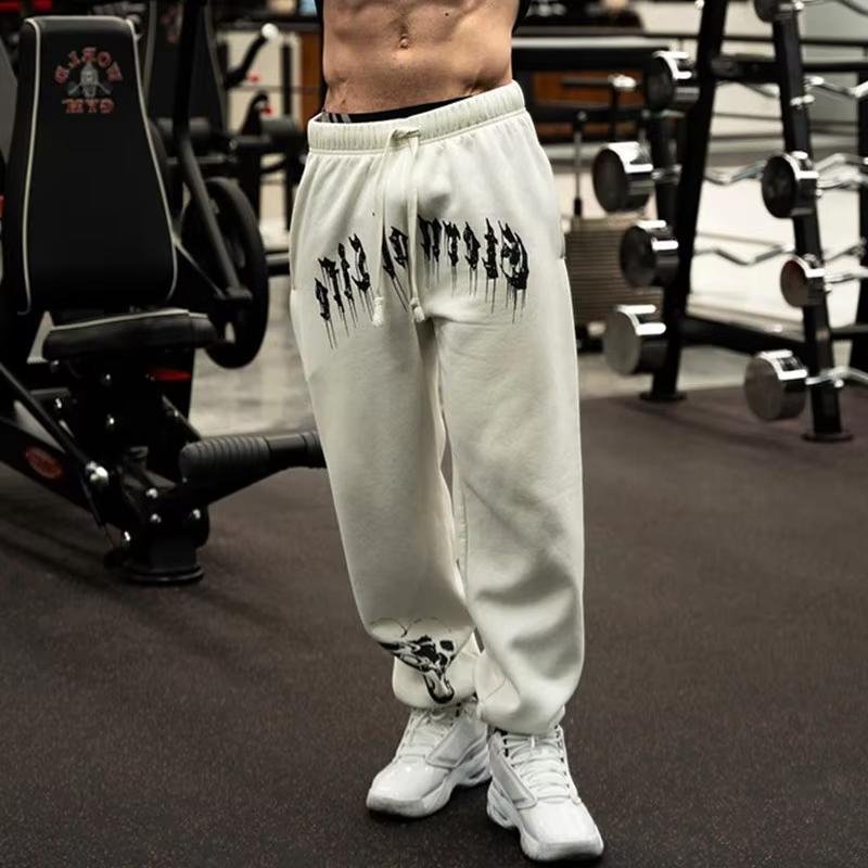 Vår Herr Mjukisbyxor Europa Och USA Långa Sport Fritid Fitness Träningsbyxor Gym Herrbyxor L vit