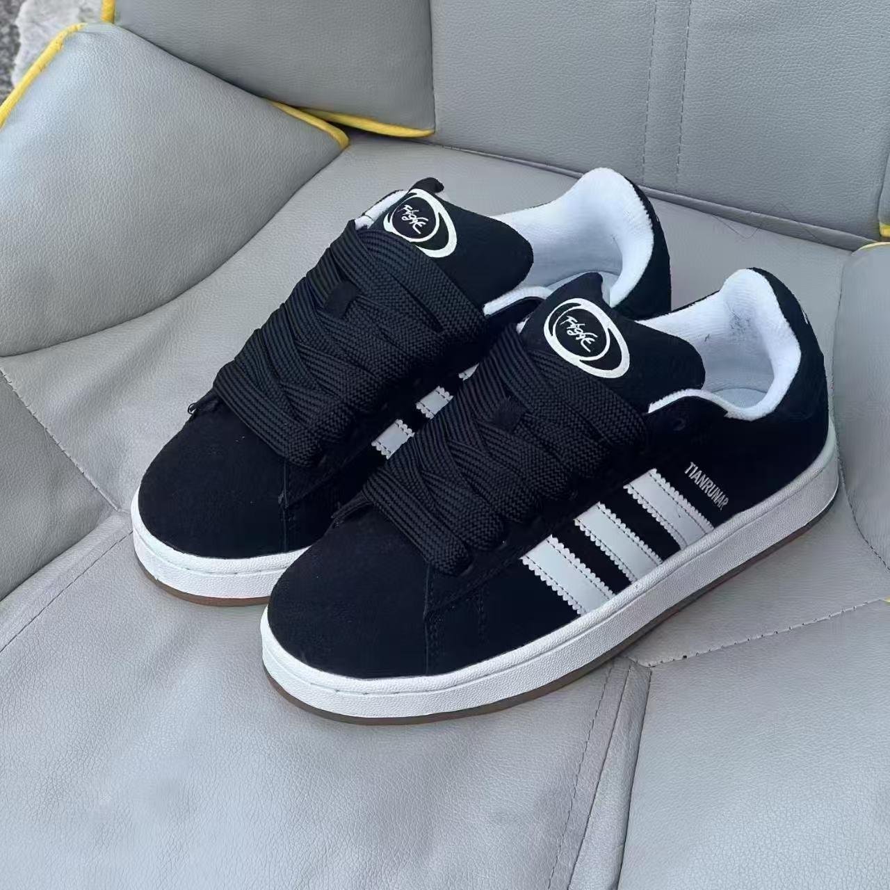 Sneakers plattform höjande mångsidiga brädskor dam höst nya vardagsskor 41 svart