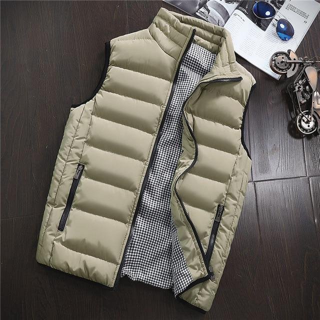 Vår Höst Herr Snygg väst Herr Plus Size 5xl Ärmlös jacka Herr Vinterväst Herrväst Fritidsrockar L khaki