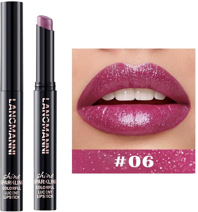 Diamond Pearlescent Läppstift Vattentätt Långvarig Non-stick Cup Matt sammet Glänsande läppstift Röda sexiga läppar Makeup Kosmetika 06 black