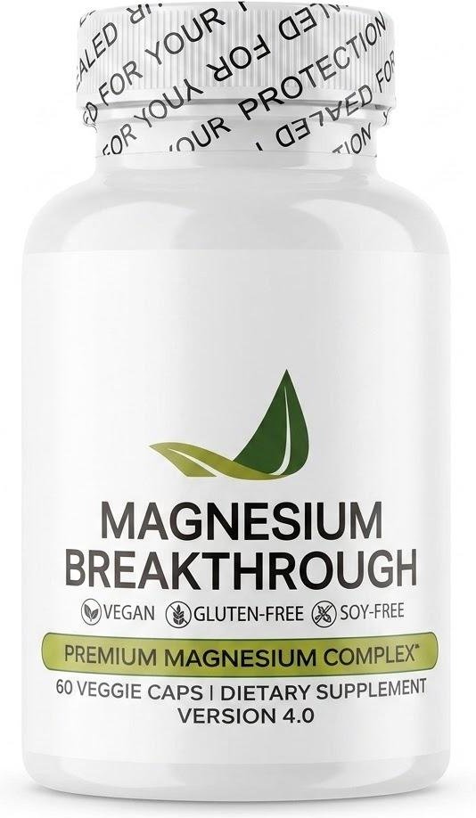 Magnesium Breakthrough Kosttillskott - Premium 7-i-1 Magnesiumkomplex med Vitamin B6 - Veganskt, Icke-GMO (60 Vegetariska Kapslar) 1pack