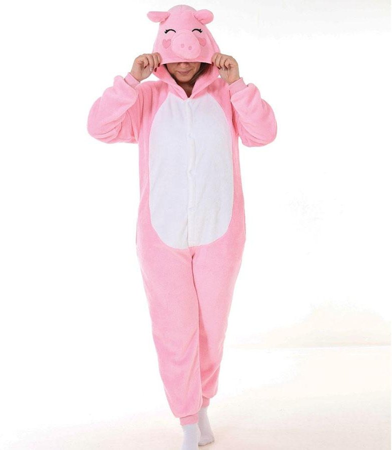 Kigurumi Animal Cosplay Hooded Jumpsuit Pyjamas Herr Dam Långärmad Vinter Warm Rompe Sovkläder Panda Lion,leopard,elefant,zebra,tiger cosplay S white