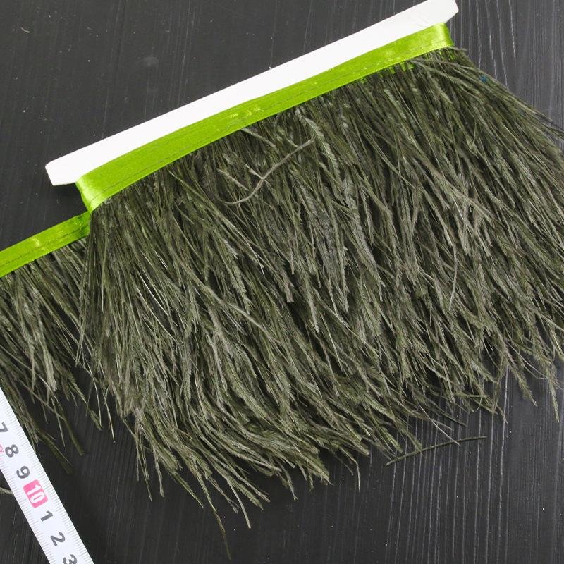 1/5/10M Strutsfjäderkant 8-10cm Fjädrar Fransband för DIY Sömnad Kläder Fjädrar Bröllopsklänning Dekorationstillbehör 1 meter armégrön färg