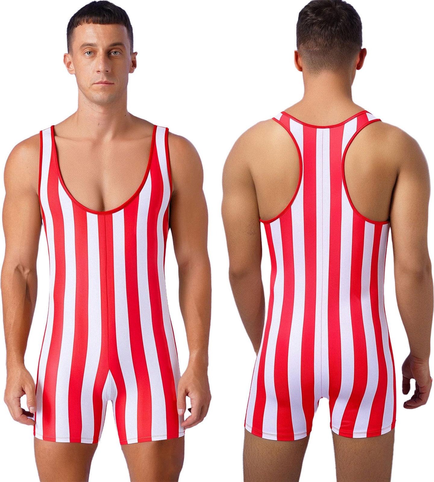 One Piece Baddräkt för män Ärmlös Slim Fit Fitness Gym Sport Bodysuit Herr Surfkläder M