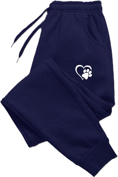 Damsportsbyxor med hjärtformigt tryck Höst och Vinter Bomullsjoggingbyxor Fritidssport Fitnessjoggingbyxor XL blue