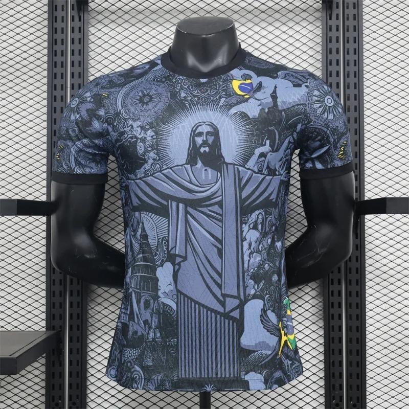Fotbollstränings-T-shirt Specialutgåva Brasiliansk Jesus Frälsaren Fotbolls-T-shirt Snabbtorkande Andningsbar Sport Kortärmad Barn/Vuxen 120 gray