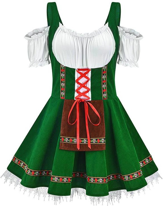 Kvinnor Oktoberfest Kostym tyska bayerska Dirndl Öl Maid Fancy Dress S-4XL M