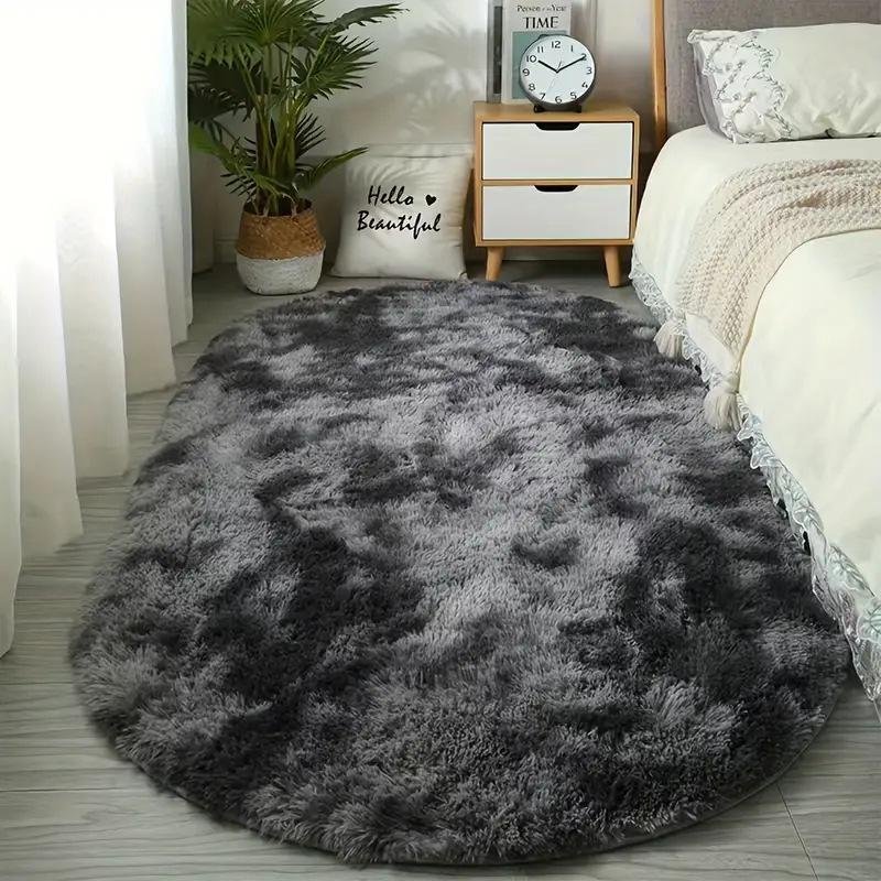Oval fluffig matta Shaggy matta Sängmatta Söt färgglad vardagsrumsmatta Långt hår matta Heminredning 160x200cm