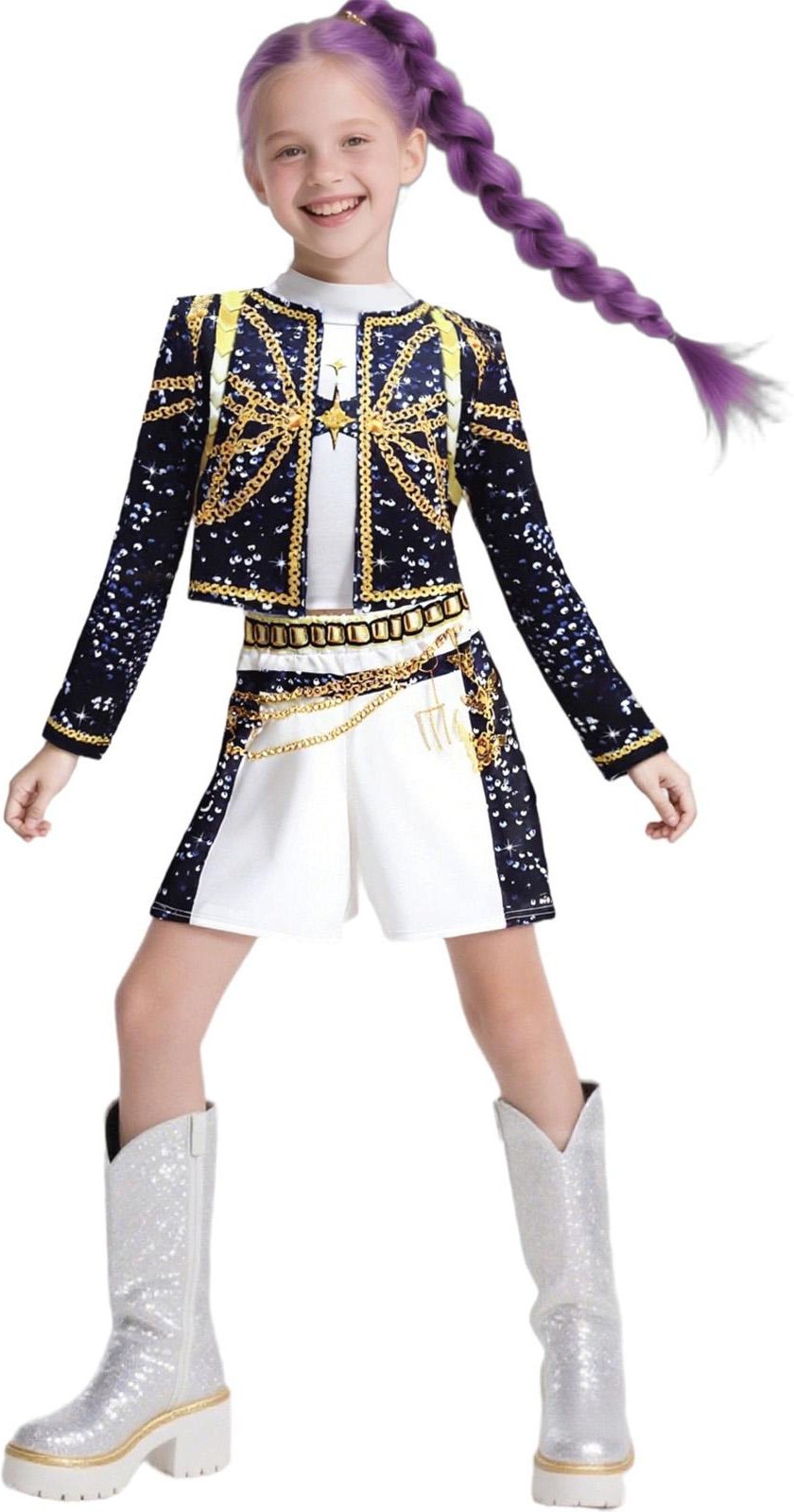 Huntrix KPDH KDPop Rumi Zoey Mira Cosplay Kostym Barn Flickor Halloween Scen 3D-tryckt Mönster Rollspelskläder 110cm black