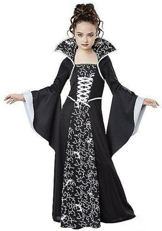 Halloween kostym för barn Halloween Fantasy Vampyrdräkt Flickor Lång Tutu-klänning Barn Karnevalskläder Gotiska fjäderkläder 110 black