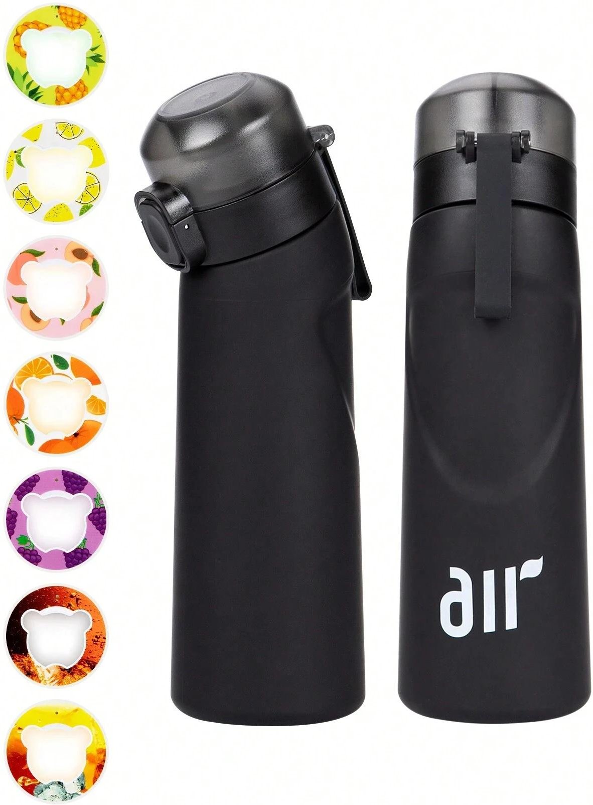 Luft Vattenflaska Med 1st Slumpmässig Smakpod Plastmugg Lämplig för Utomhussporter Bärbar Transparent Med Sugrör Läckagesäker 650ml