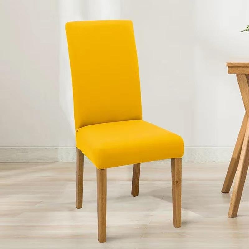 6 st Elastiska Enfärgade Justerbara Stolsöverdrag Spandex Stretch Överdrag Stolsöverdrag Kök Matsal Bröllop 6PCS yellow