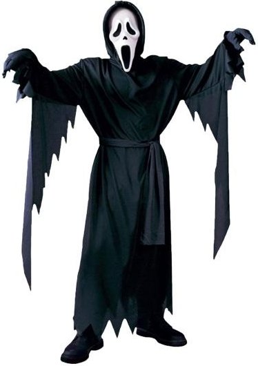 1 Set Barn Halloween Dräkt Set Creepy Ghost Cosplay Mask Handskar Bälte Robe Kostym Karneval Fest Performance Haunted House Barn Outfit XL svart