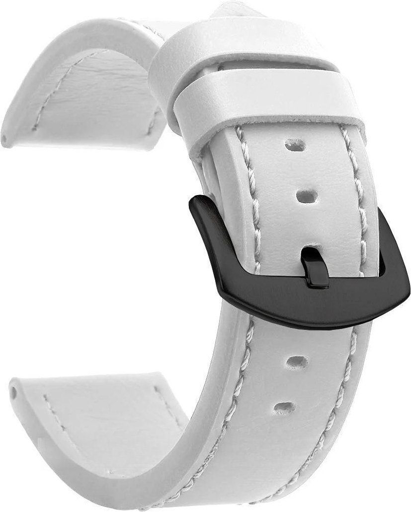 Klockarmband i äkta läder - Universell passform, Kvalitetssäkring, Finns i storlekarna 18mm, 20mm, 22mm och 24mm AVE 20mm white