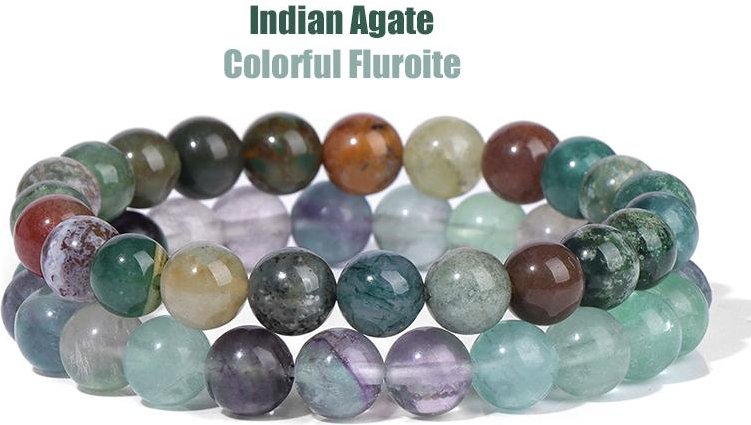 2st/set Armband För Kvinnor Natursten Armband Set Agates 8mm Pärlor Armring Turkos Kristall Armband Män Smycken Healing gray
