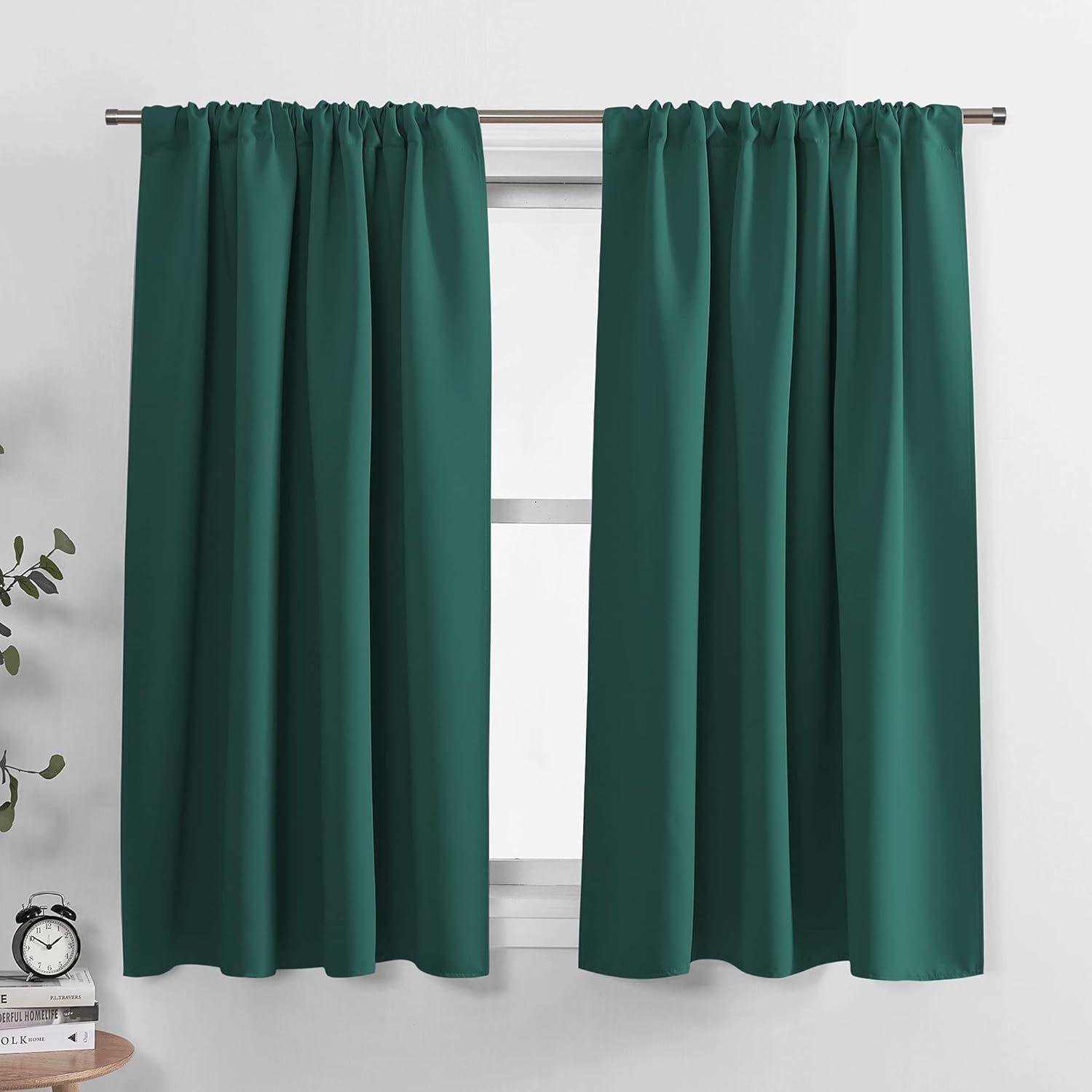 Moderna enfärgade mörkläggningsgardiner energibesparande termiskt isolerade rumsförmörkande draperier för sovrum vardagsrum 96X137cm/pc mörkgrön färg