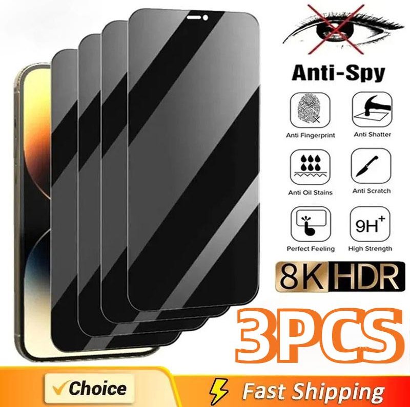3 st antispion härdat glas för iPhone 15 14 13 16 11 Pro Max heltäckande sekretessskärmskydd för iPhone 13 14 16 glas iPhone 14