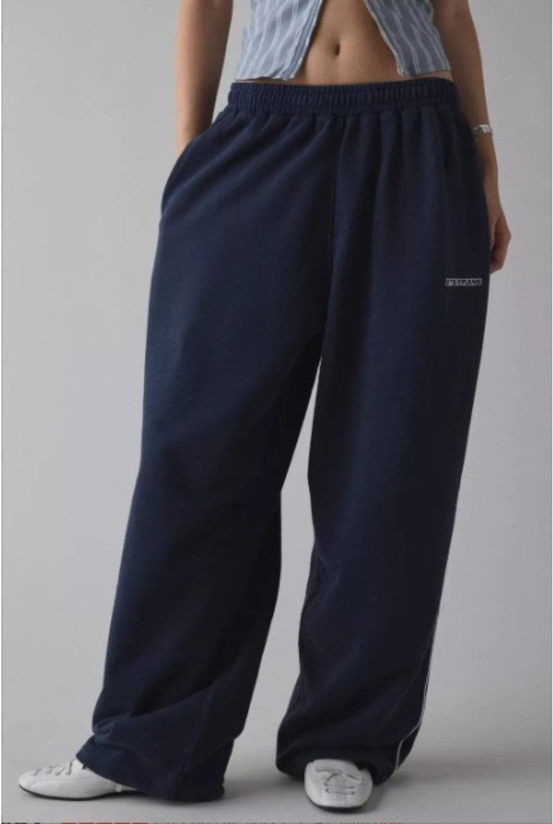 ZYLLO Retro Y2K Baggy Byxor Mode Dam Ficka Elastisk Midja Vida Ben Byxor Casual Streetwear Träningsbyxor Byxor S gray