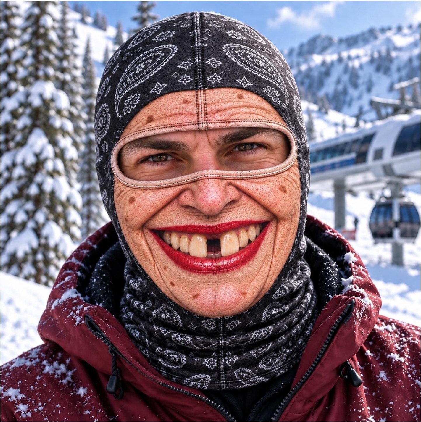 Nyhet Ansikte på gammal man Skidmask, Rolig Realistisk 3D Heltryckt Helansikts Vinter Vattentät Mössa, Solglasögon Ingår Ej One Size brown